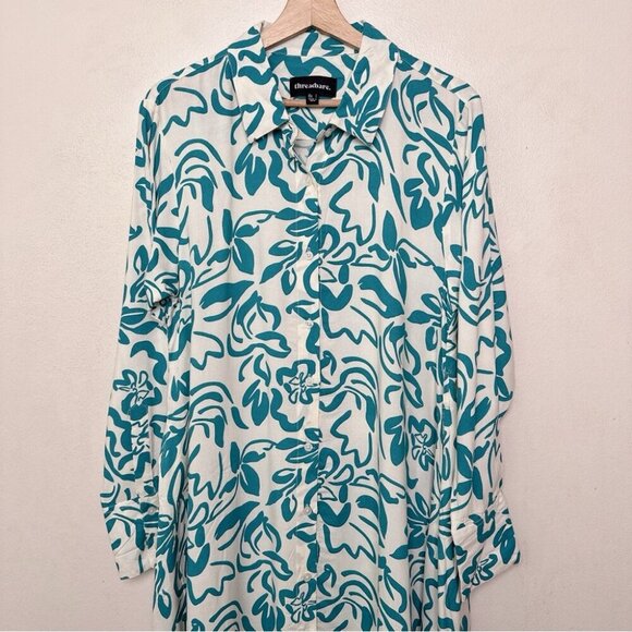 Threadbare Womens Large Turquoise Midi Shirt Dress - Picture 2 of 12